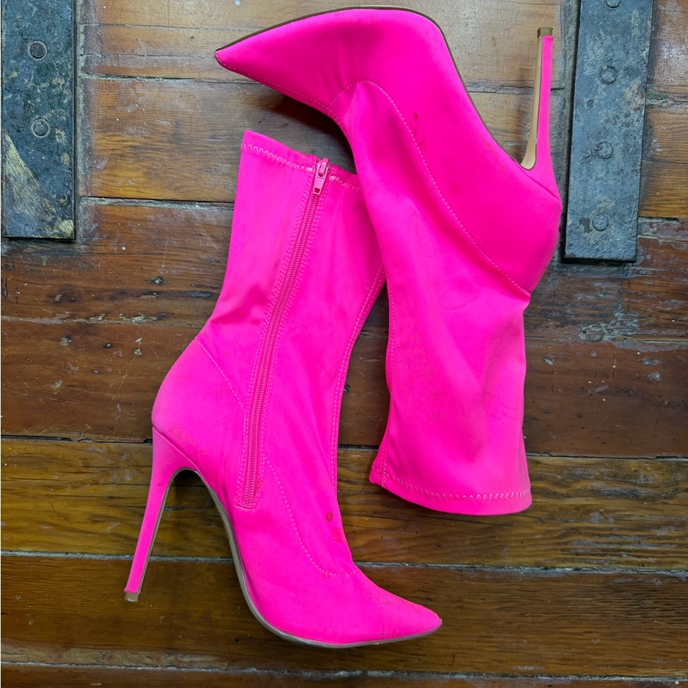 Vibrant Pink Stiletto Boots